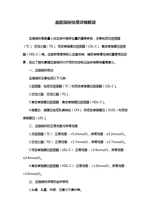 血脂指标结果详细解读
