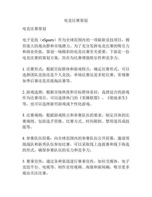 电竞比赛策划