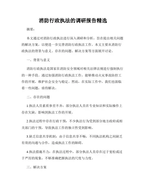 消防行政执法的调研报告精选