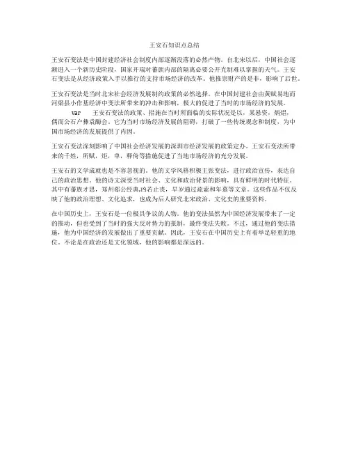 王安石知识点总结