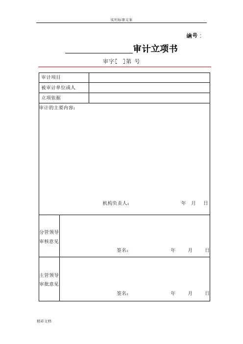 内部审计常用表格文书