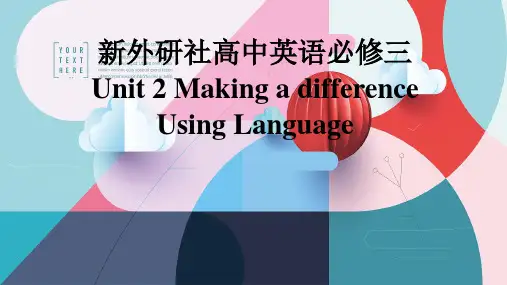 新外研社高中英语必修三Unit2MakingADifference-UsingLanguage课件
