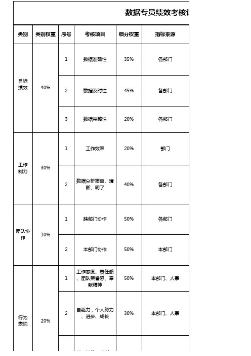 数据人员考核模板