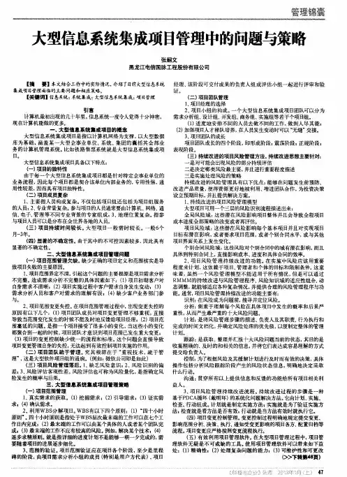 大型信息系统集成项目管理中的问题与策略