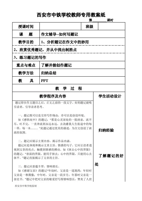 中考如何写好作文辅导-题记创作