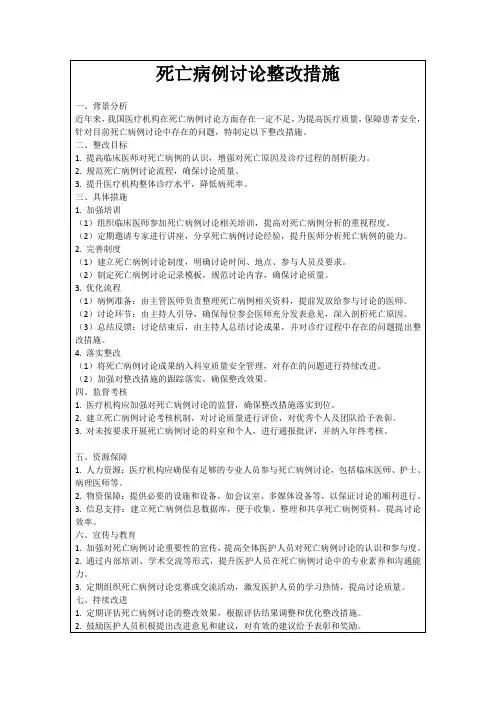 死亡病例讨论整改措施
