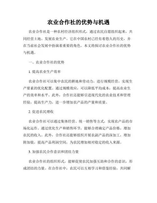 农业合作社的优势与机遇