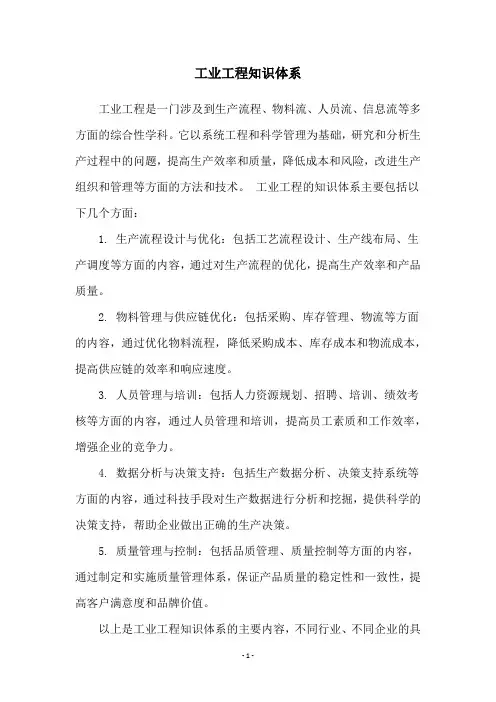 工业工程知识体系