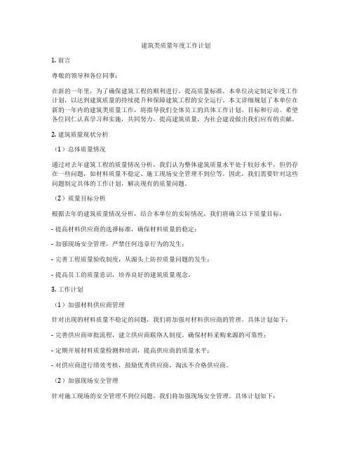 建筑类质量年度工作计划