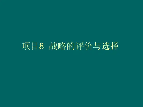 战略管理 项目8   企业战略评价与选择