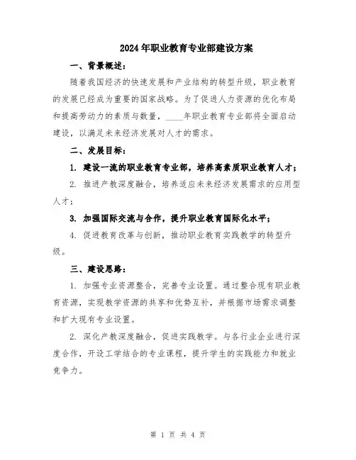 2024年职业教育专业部建设方案