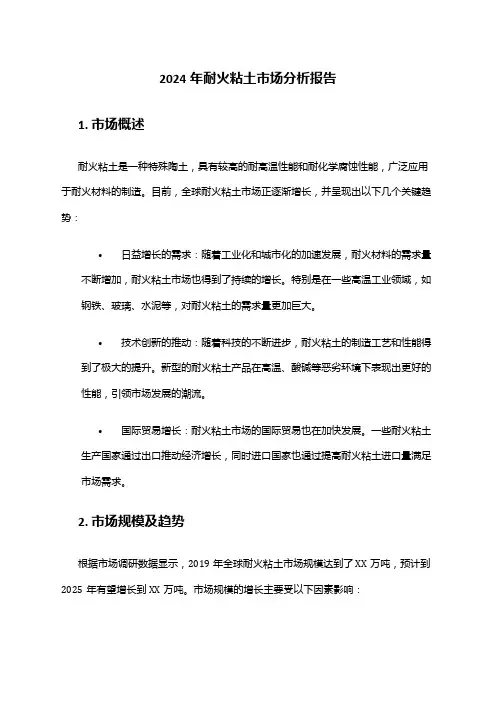 2024年耐火粘土市场分析报告