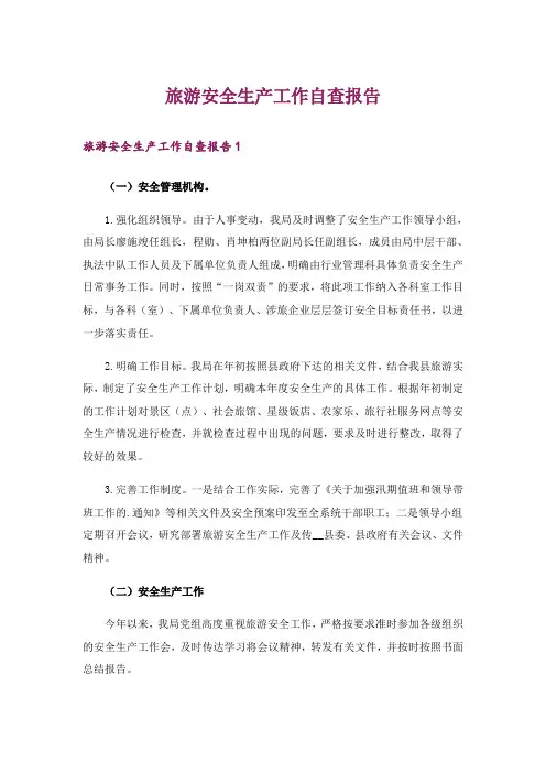 旅游安全生产工作自查报告