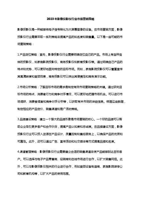 2023年影像投影仪行业市场营销策略