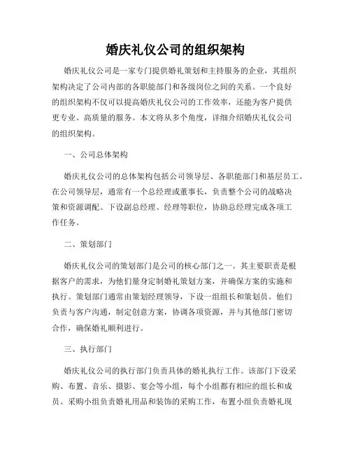 婚庆礼仪公司的组织架构