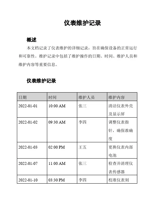 仪表维护记录