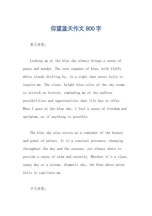 仰望蓝天作文800字