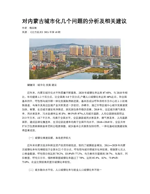 对内蒙古城市化几个问题的分析及相关建议