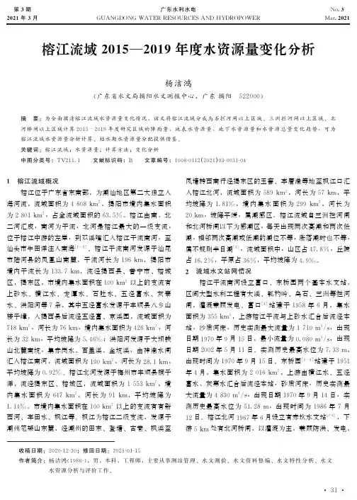榕江流域2015—2019年度水资源量变化分析