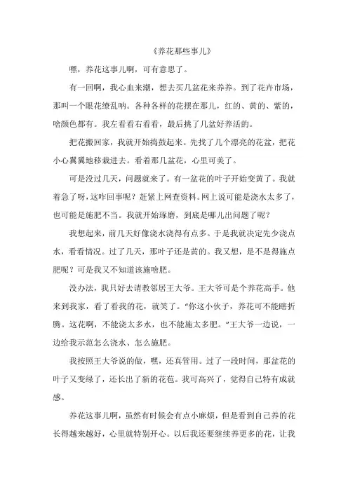 《养花那些事儿》作文