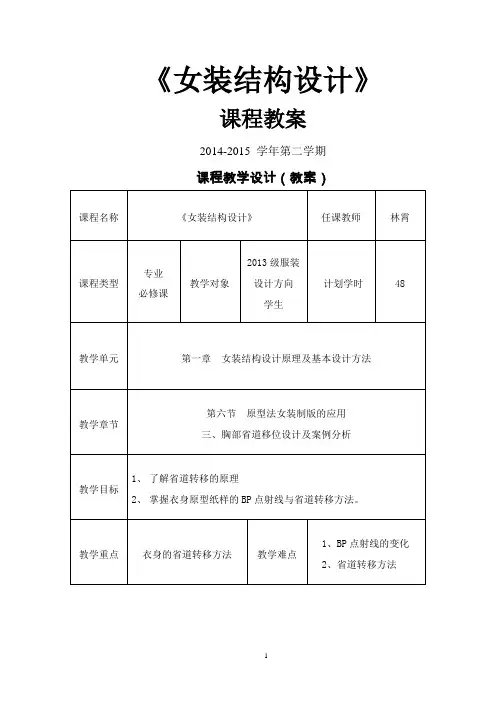 女装结构设计教案(专为试讲设计)