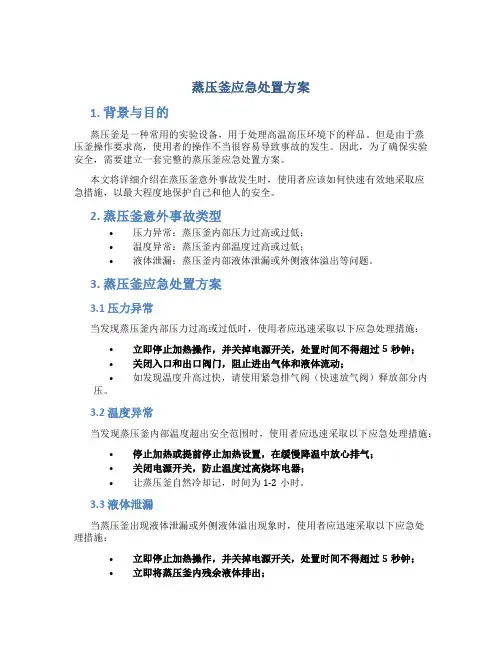 蒸压釜应急处置方案