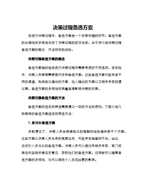 决策过程备选方案