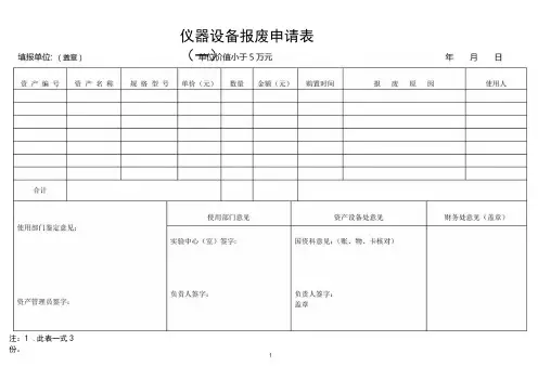 仪器设备报废申请表(各版本)