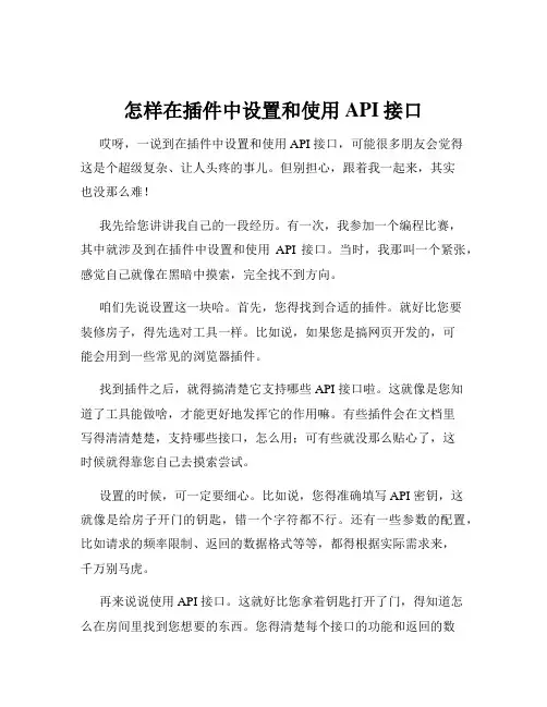 怎样在插件中设置和使用API接口
