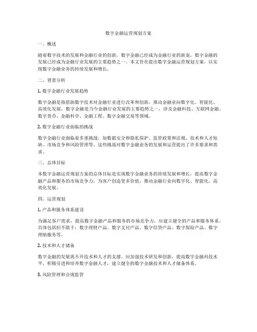数字金融运营规划方案