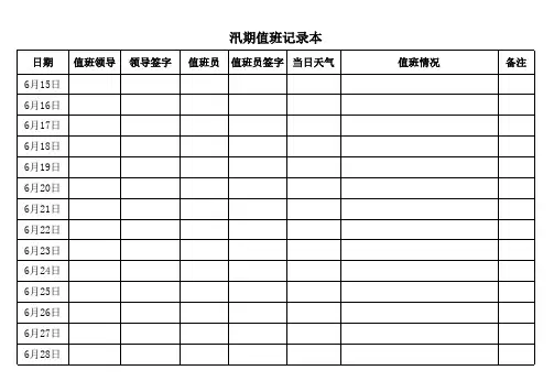 机械厂防洪防汛值班表