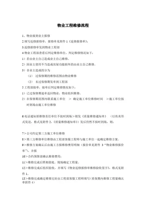 房地产公司售后工程维修流程
