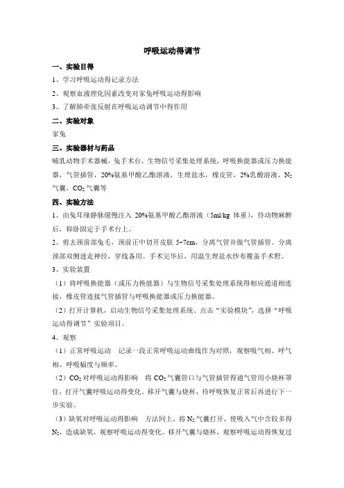 呼吸运动的调节实验报告