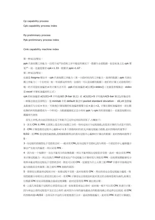 cpk与ppk