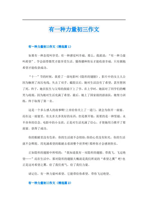 有一种力量初三作文