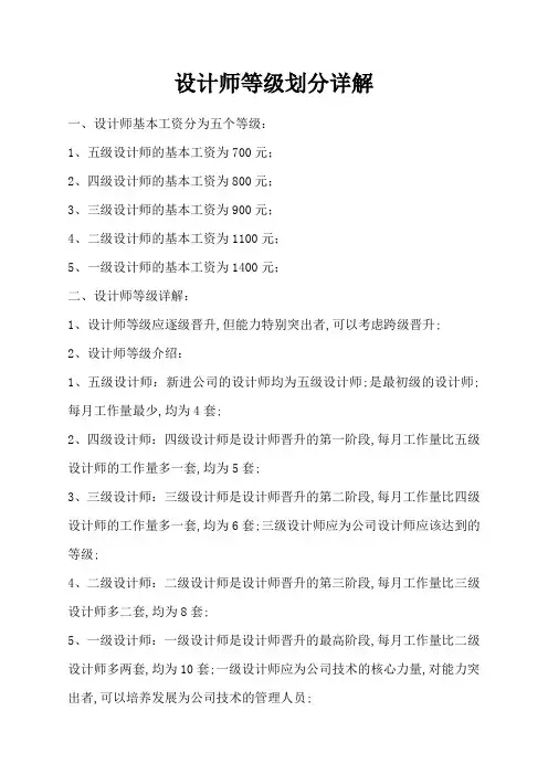 设计师等级划分
