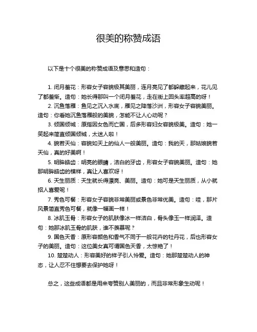 很美的称赞成语
