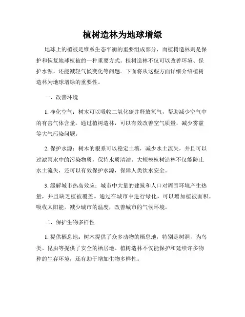 植树造林为地球增绿