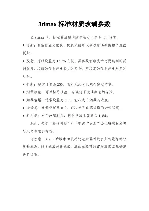3dmax标准材质玻璃参数