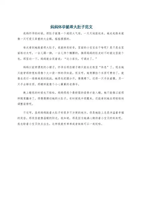 妈妈怀孕挺着大肚子范文