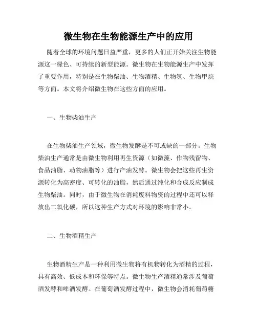 微生物在生物能源生产中的应用