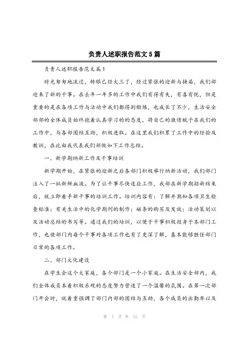 2023年负责人述职报告范文5篇