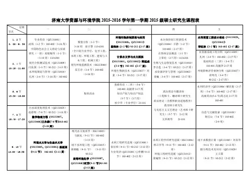 济南大学资源与环境学院2015-2016学年第一学期2015级硕士