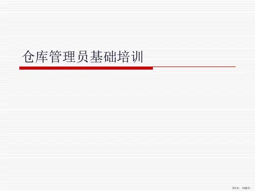 仓库管理员基础知识培训PPT仓管员工作内容与操作要点(PPT页)