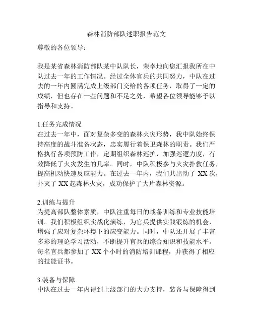 森林消防部队述职报告范文