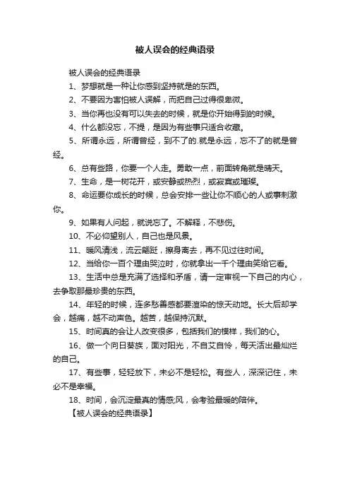 被人误会的经典语录
