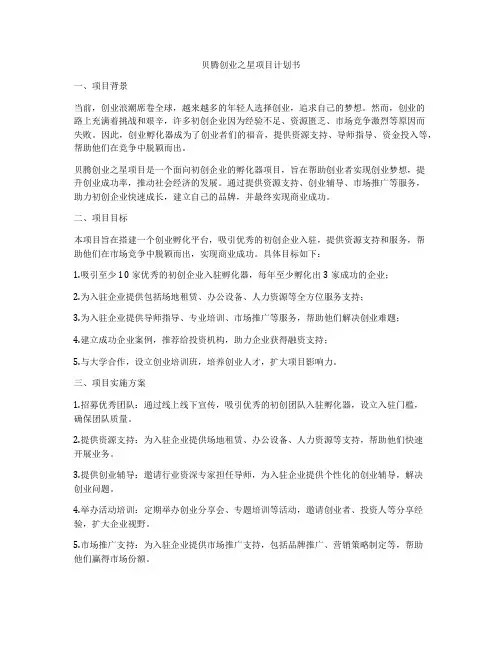 贝腾创业之星项目计划书