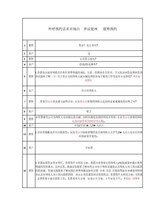 预约客户话术