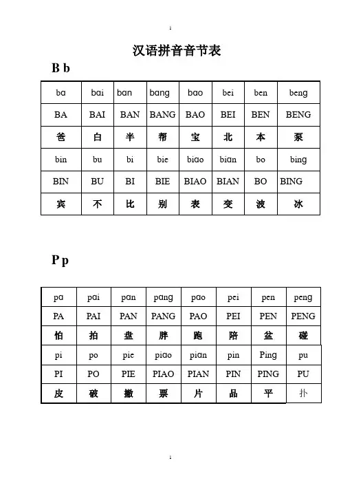 汉语拼音音节表