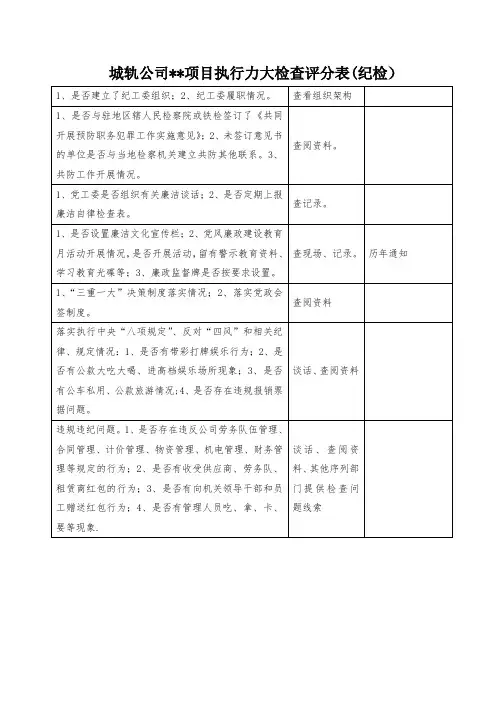 纪检工作督导检查记录表